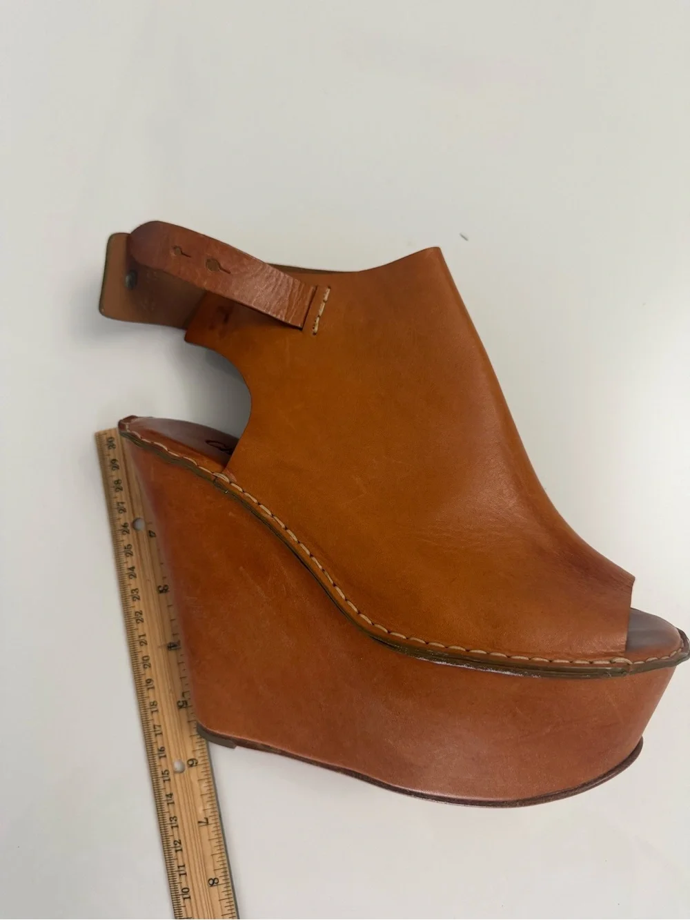Chloé Tan‎ Leather Peep-Toe Platform Sandals